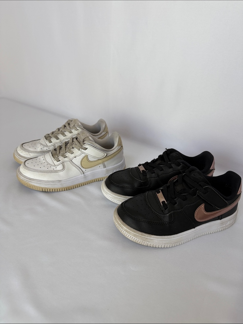 Nike Air Force 1 Bundle Low-Top Sneakers - White/Gold and Black/Rose | Size 1